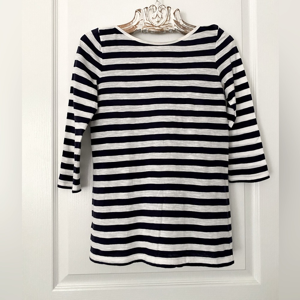LOFT ¾ length sleeved navy and cream t-shirt, size XS
